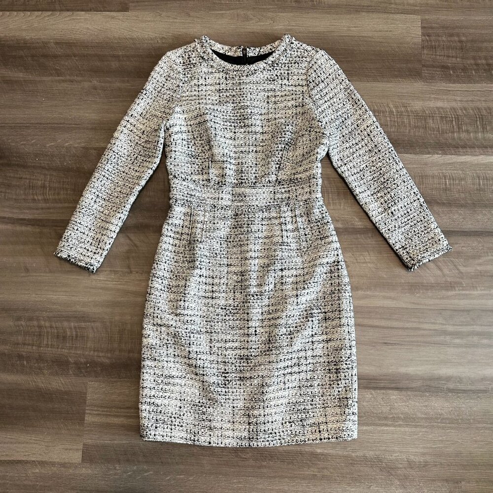 J. Crew Long Sleeves Sheath Tweed Dress